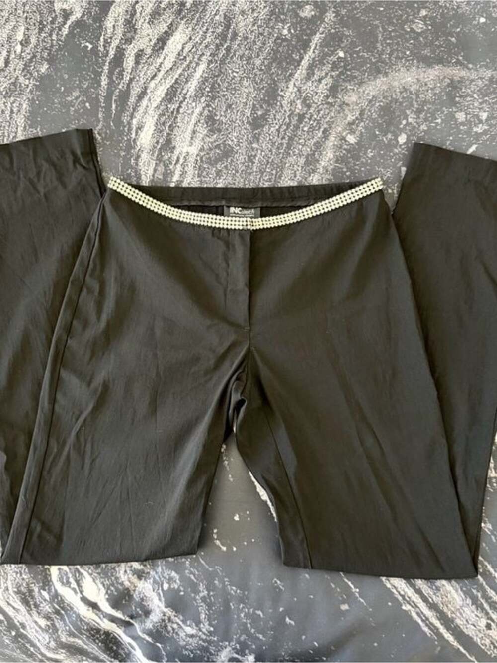 INC International Concepts Black Stretch Y2K Pants Trousers Rhinestone Mobwife 6